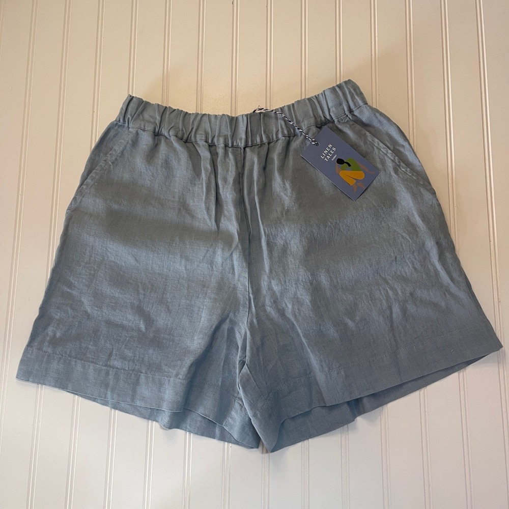 NWT Linen Tales Closet Allure Linen Hip Hop Shorts Blue Womens Large